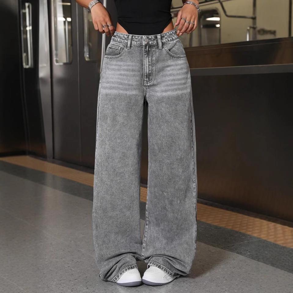 High Waist Straight Jeans Damen Locker Lässig Denim Hose Tägliche Straßenhose