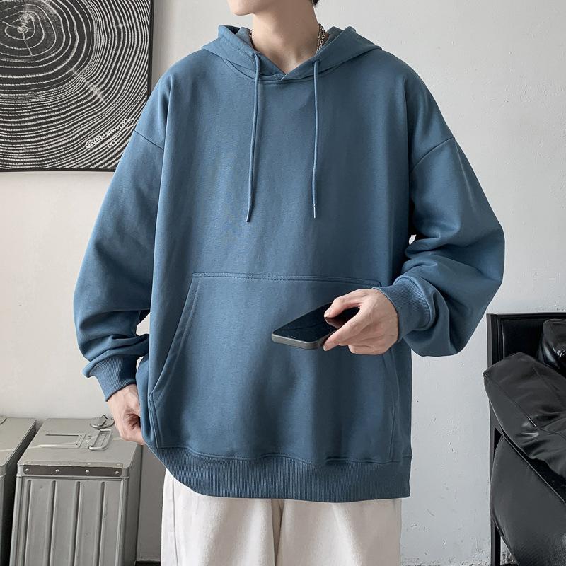 Sweat à capuche décontracté et confortable pour homme, haut ample, couleur unie, pour le sport et le printemps-automne