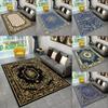 Luxury Boho Floral Black Blue Printed Carpet Living Room Sofa Decor Rug Bedside Nonslip Rugs Lounge Coffee Table FloorMat Tapis