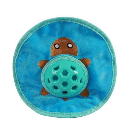 Pet Squeaky Flying Disc Dog Treat Dispenser Puppy Teething Crinkle Toy Interactive Fetch Toy for Dog Training Entertainment