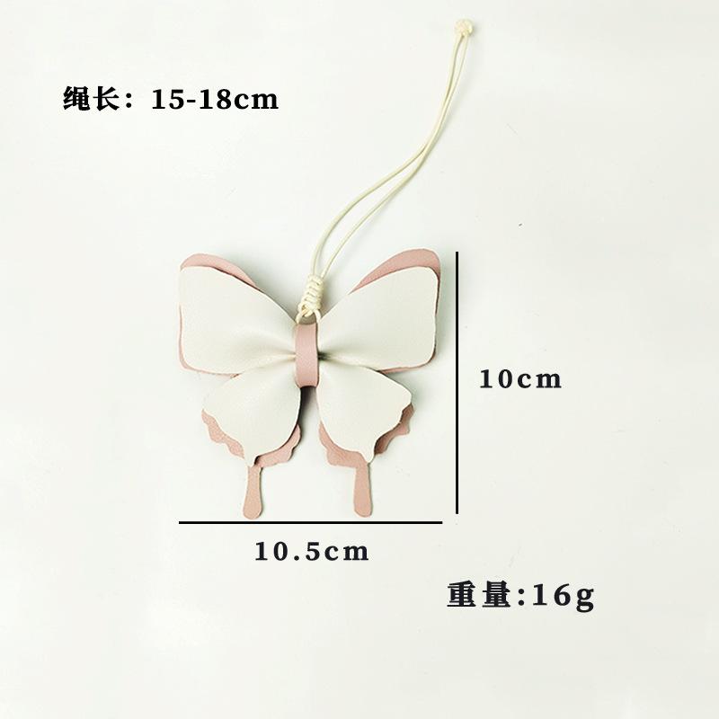 Creative Butterfly Shape Leather Bag Charm Solid Color Bow Key Charm DIY Couple Key Accessories