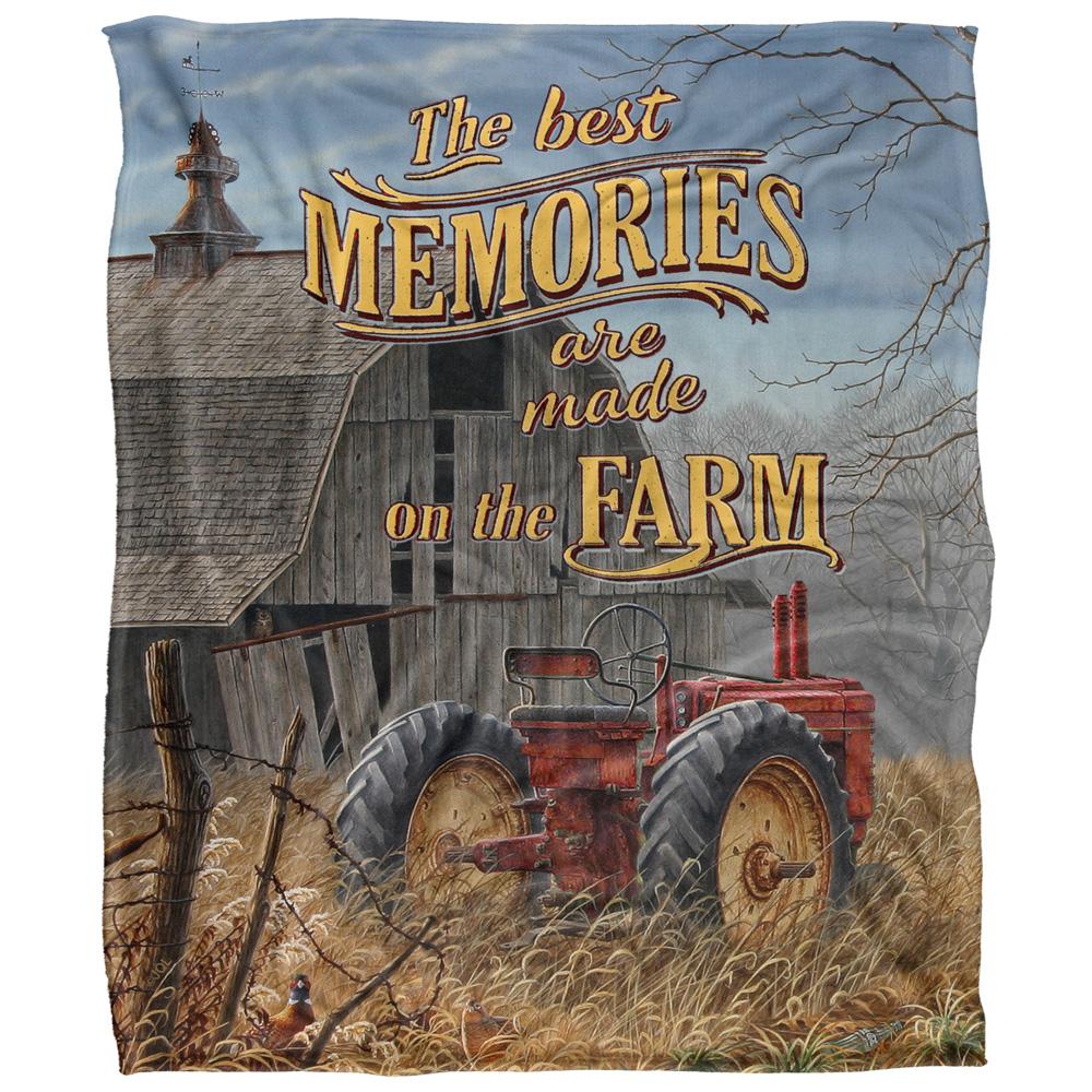 JQ Licensing Memories On The Farm Silky Tractor Supersoft Blanket
