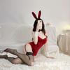 Velvet bunny girl lingerie with hidden crotch clasp, uniform, seductive and passionate outfit, nightclub performance costume