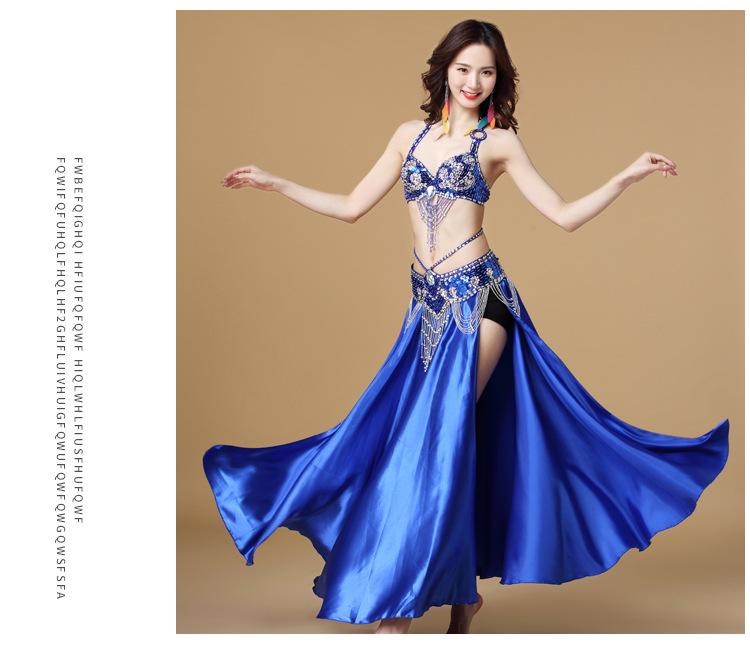 Handmade Beaded Belly Dance Costume Set - Bra & Waistband for Stage or Nightclub