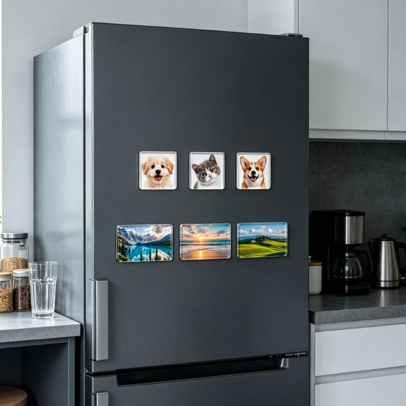 25-teiliges magnetisches Bilderrahmen-Set mit klarem Acryl-Panel, quadratische und rechteckige Foto-Magnete für Kühlschränke und Whiteboards