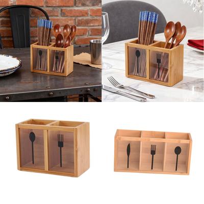 Spoon Fork Knife Storage Holder, Lightweight Bamboo Cutlery Storage Rack, Cutlery Drainer Chopsticks Holder for Tableware Spoons