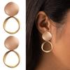 Trendy Round Khaki Dangle Earrings With Sturdy Alloy Construction Alloy Geometric Jewelry For Versatile Styling