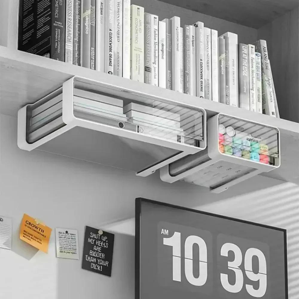 Under Desk Drawer Organizer Wardrobe Storage Transparent Drawing Box Self-Adhesive Hidden Undertable Drawers Office Table Locker