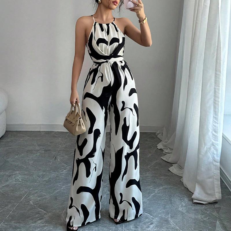 Summer European-style Milk-speckled Halter-neck Jumpsuit for Women S