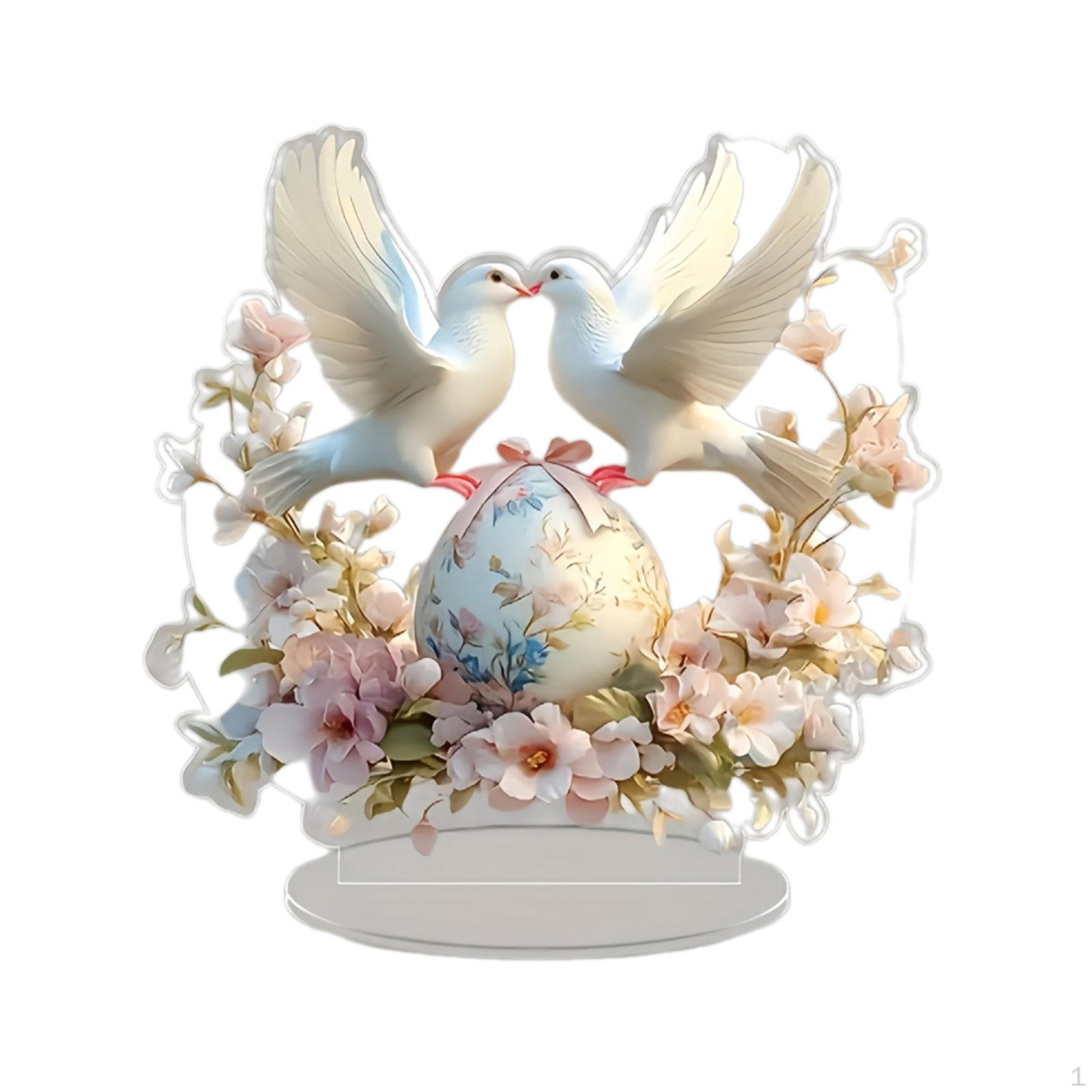 

Dove Flower Plaque Acrylic 2D Flat Accent Desk Decor Artwork Display Tabletop Sign Table Decoration