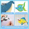 Wall Art 4 Pcs Wood Fish Nautical Decor, Ocean Shark Rustic Outdoor Marine Decor Hanging Beach Cartoon Coastal for Living Room, Nursery Themed