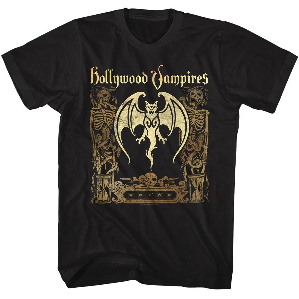 Hollywood Vampires Bat Logo Skeletons Snakes Men s T shirt Rock Music Merch S