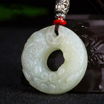Xinjiang Hetian Jade Pixiu Peace Buckle Pendant, Unisex with Certificate