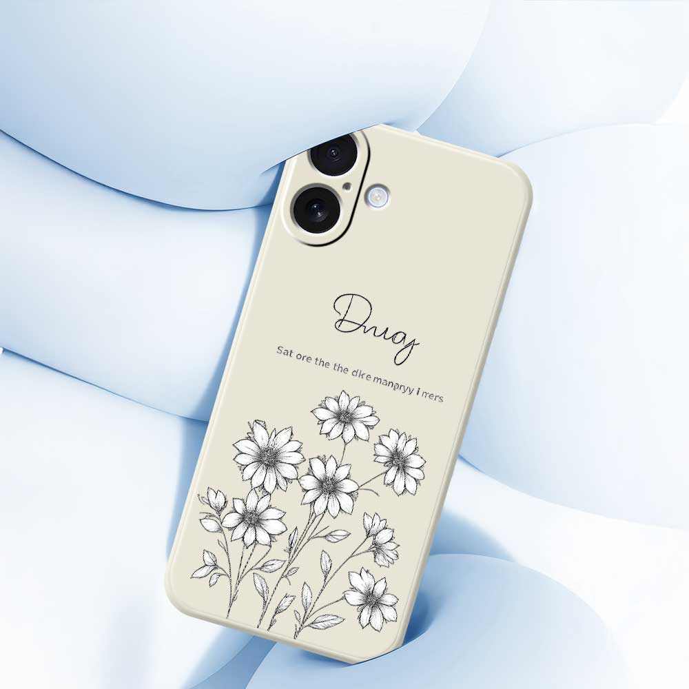 For iPhone 17 Case Sketch Flowers Pattern Printing Straight Edge TPU Phone Back Cover