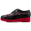 BROGUE Casual Leather Shoes Women's Black Red 1182A679-002