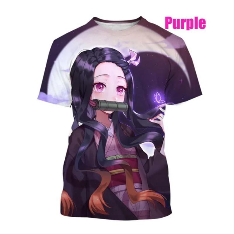 Japonské Kreslené 3D Tištěné Tričko Anime Demon Slayer Unisex Krátký Rukáv Ležérní Roztomilé Tričko Top
