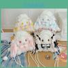 Bow Tie Drawstring Rabbit Plush Backpack With Pearl Chain For Daily Use
