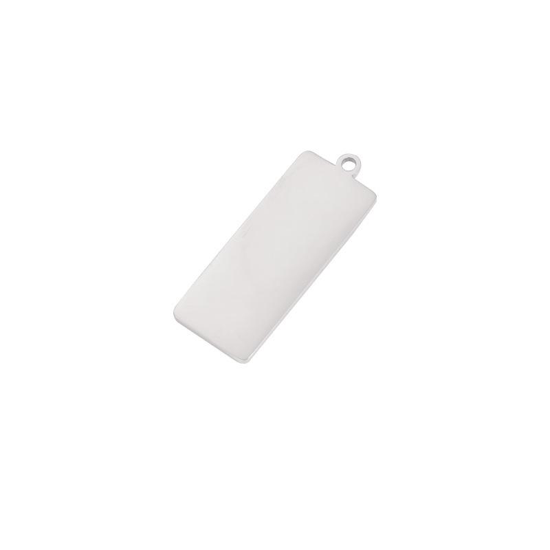 Mirror-Polished Geometric Stainless Steel Rectangle Pendant with External Hole for DIY Jewelry.