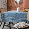 Tablecloth Blue Geometric Triangle Print Blog Cotton and Linen Rectangular Dining Table Cloth Coffee Table Cover