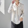 Women's Long Sleeve White Satin Shirt - Spring/Autumn 2026, High-Grade Acetate, Anti-Wrinkle, Perfect for Office Wear
