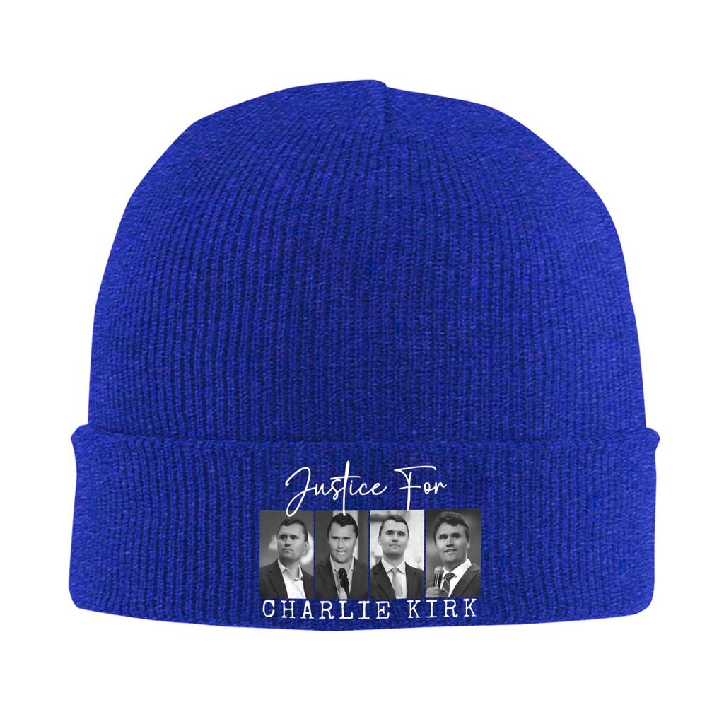 Justice For Charlie Kirk Beanie Hats Knitted Hat Men Women Trendy Thermal Elastic Caps Autumn Outdoor Sport Graphic Bonnet Hats