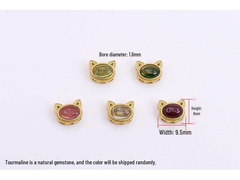 

Подвеска-бусина из стерлингового серебра 925 пробы с енотом и радужным турмалином для DIY ювелирных изделий