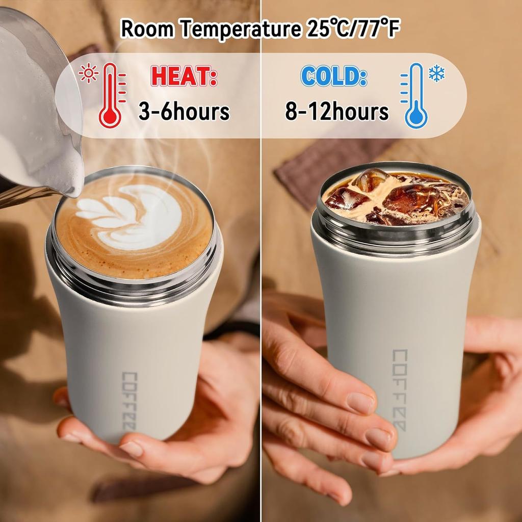 14Oz Insulated Stainless Steel Travel Coffee Mug Spill Proof Travel Mug with Straw Reusable Drinkware for Hot and Cold Beverages