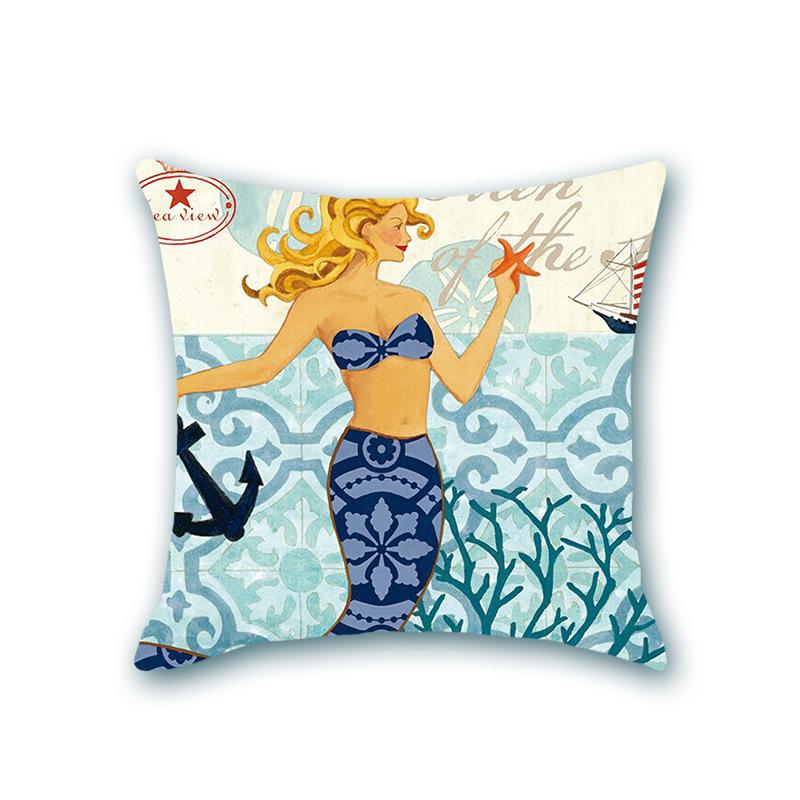 Retro Ocean Series Imitation Super Soft Pillow Cover Octopus Starfish Cushion Sofa Nap Bedside Pillow
