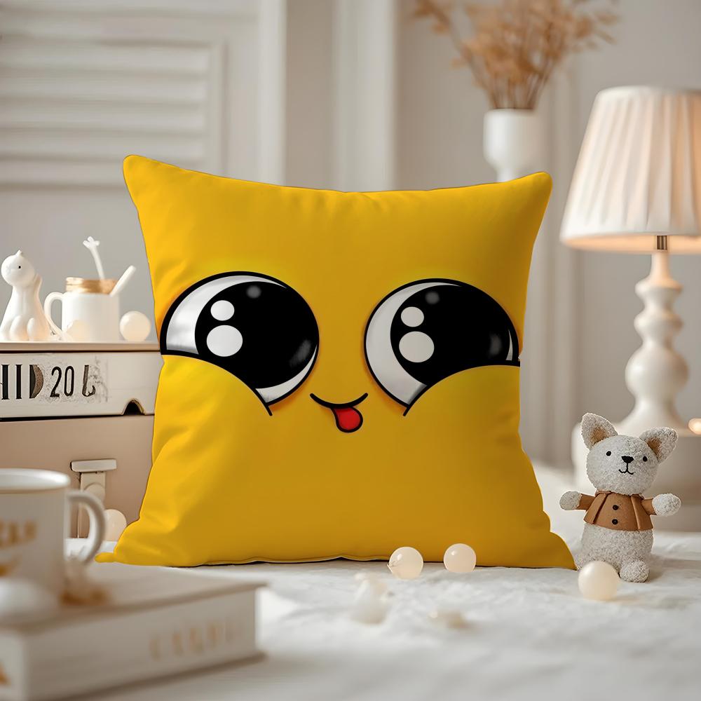 

Cute Emotional Expressions Cushion Cover Anti-dustmite Pillowcase Invisible Zipper Silky Short Plush Sofa Cushion Cover 12x12Inch