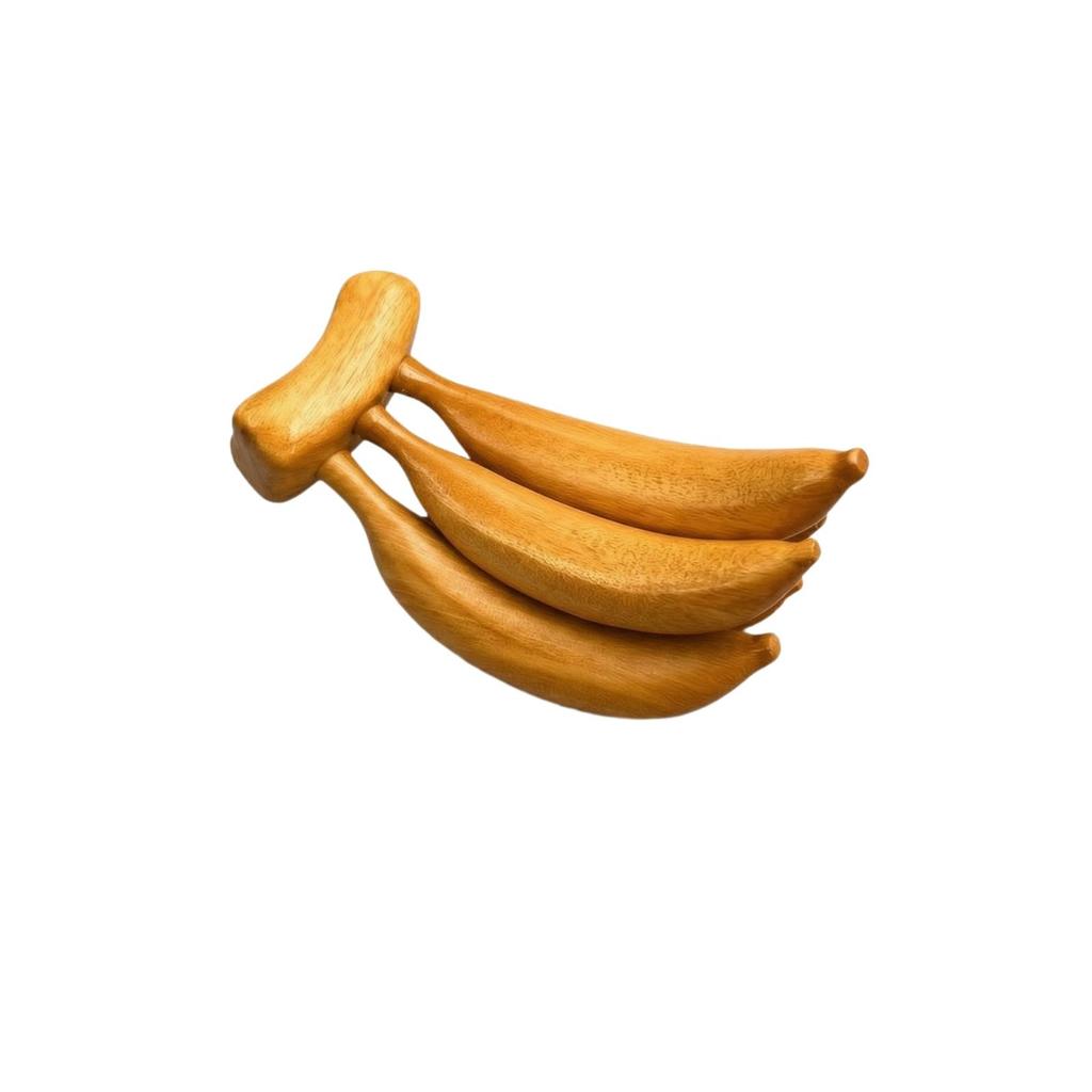 Wooden Banana Ornament Hand-Finished Wood Carving Handmade for Office