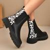 Fashion Fashion Leopard Print Platform Chelsea Boots Women Slip On Plus Size Thick Sole Ankle Boots Woman Pu Leather Short Booties Mujer