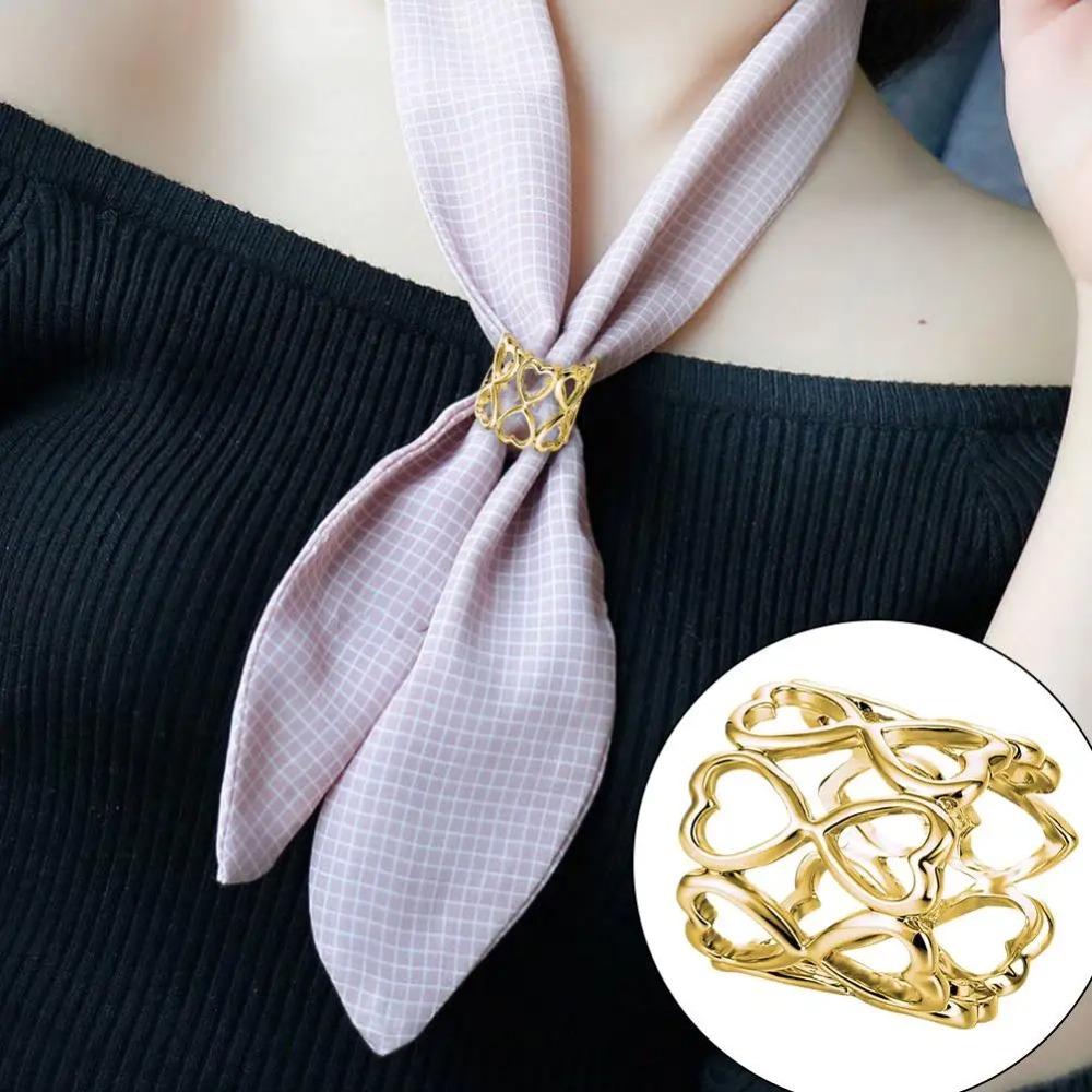 Silk Scarf Buckle Three Buckle Design Korean Style For Business/Casual Attire Clamp Scarf Anti Loosening Women Accessories