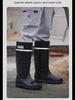 Men's Reflective High-Top Waterproof Non-Slip Rain Boots - Fashionable, Thickened Night Rubber Shoes