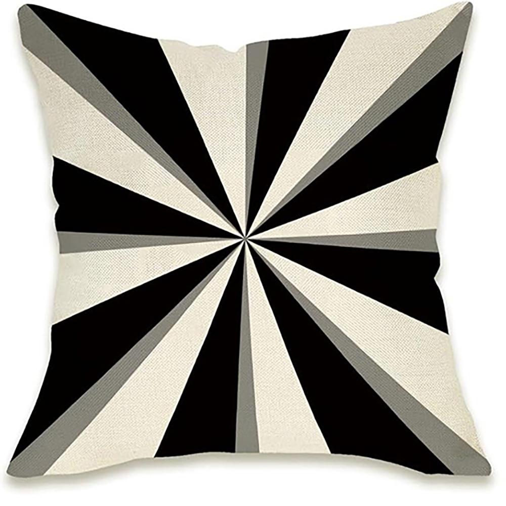 Black & White Geometric Pattern Pillow Covers Set of 4 ,,sofa and Chair Cushion Covers, Home Bedroom Room Decoration
