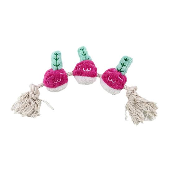 

Dog Tug-of-War Rope Toy Squeaky Plush Ball Dog Chew Toy String of Carrots Interactive Toy for Dogs Teeth Cleaning Entertainment