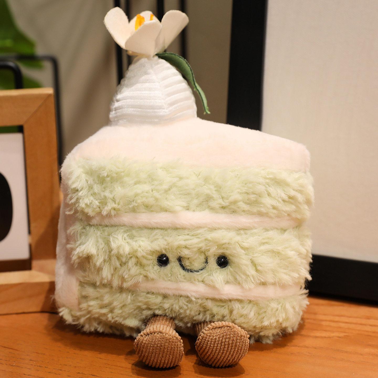 17cm Cartoon Uitgesneden Hoek Taart Pluche Pop Schattig Zacht Roomtaart Dessert Pluche Speelgoed Huisdecoratie Troostcadeau Voor Kinderen about 17cm