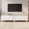 Meuble TV 180 X 40 X 45 Cm - 4 Portes - 6 Pieds Métal - MDF - Blanc + Naturel