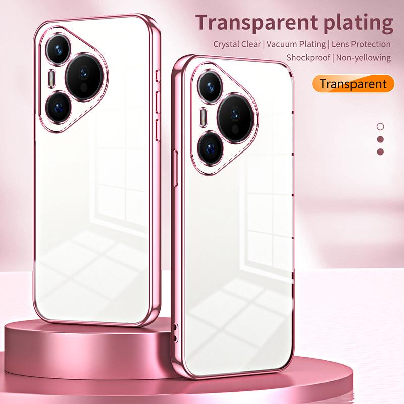 

For Huawei Pura 70 Case TPU Transparency Electroplating Phone Cover Black