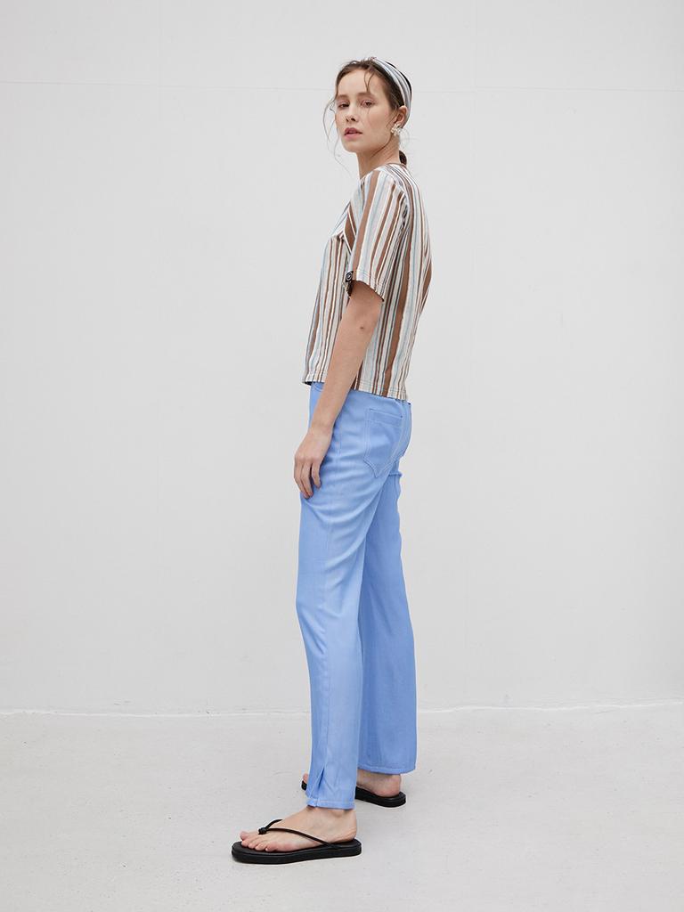 ETDEMAIN 3R Light Blue Tencel Elastic Waist Wide Pants