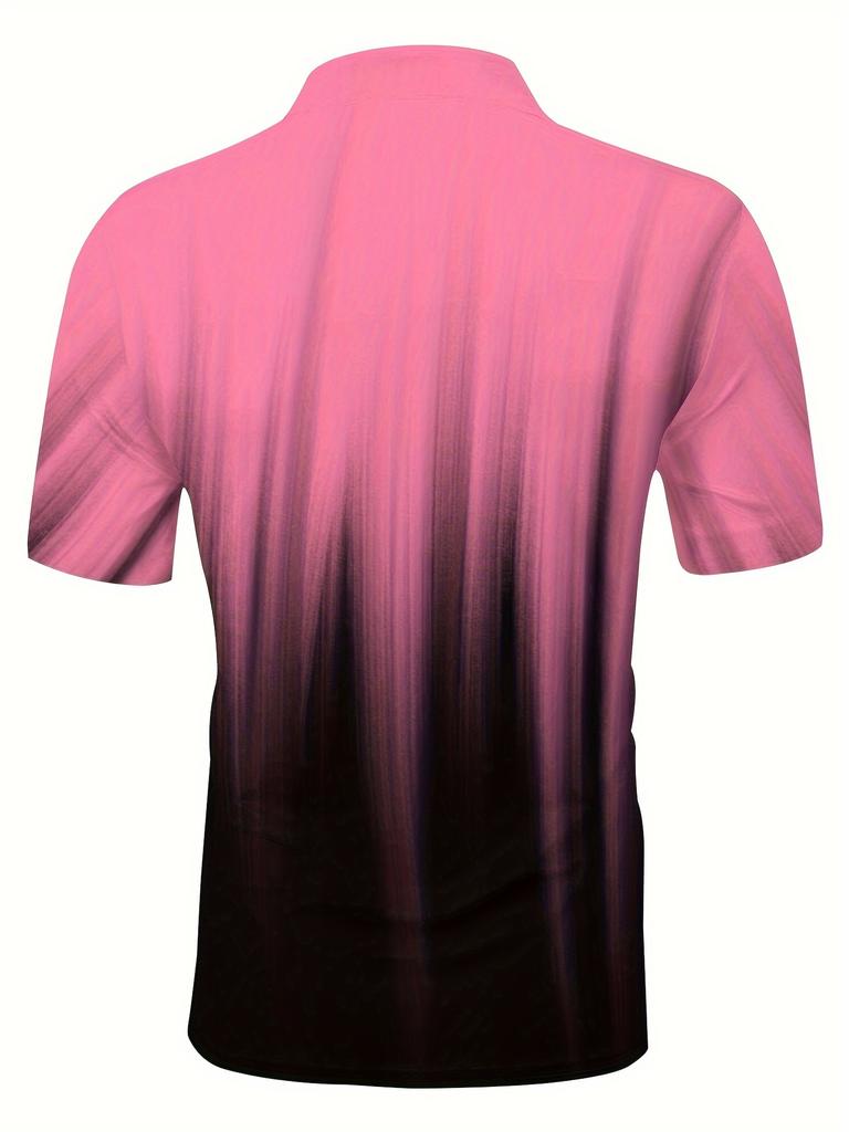 Sommer-Stil Herren Kurzarm-Poloshirt mit 3D-Gradientenmuster-Print - Street Casual Modisch und Bequem