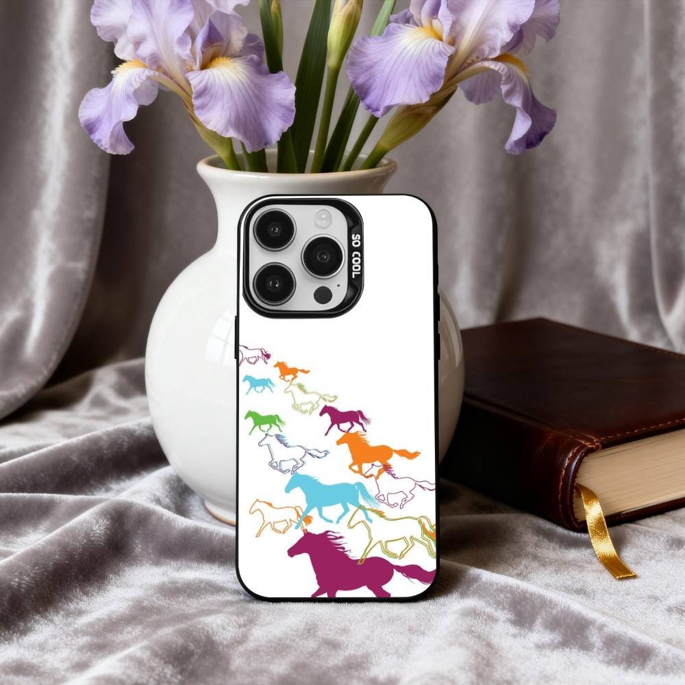 H-horse Art Phone Case For iPhone17,16,15,14,13,12,11 Plus,Pro Max Candy Silver Plated Inside Cover