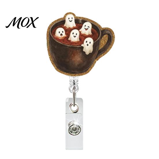 Glitter Pumpkin Badge Holder Retractable Holder, Halloween Acrylic Reel, Cute Ghost Reel with Rotating Hook ID Card for Nurse Doctor Teacher R