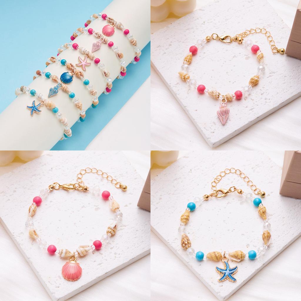 Natural Shell Beaded Bracelet With Star Shape For Summer Vacation Gift For Women And Men