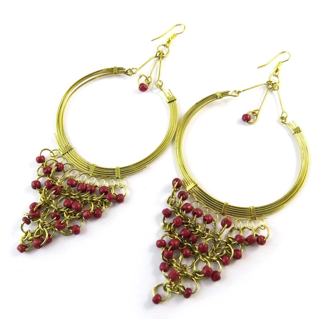 Les Trésors De Lily [N9914] - Golden Red 'Altaï' Designer Earrings