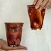 Vintage Pure Copper American Coffee Mug,Irregular Shape Texture Drinking Tea Beer Beverage Mug,Straight-Sided Tea Cup Tableware