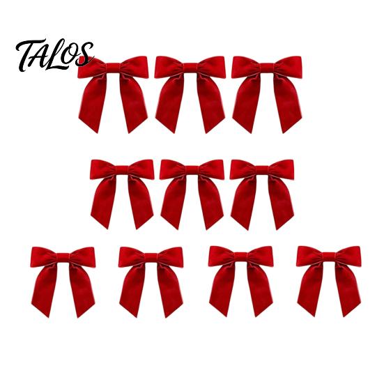 Christmas Party Decorative Accents 10Pcs Velvet Bows, 11x12.5cm Large Ribbon Ornament with Built-in Cable Tie Red Bows for Xmas Tree And Wreath