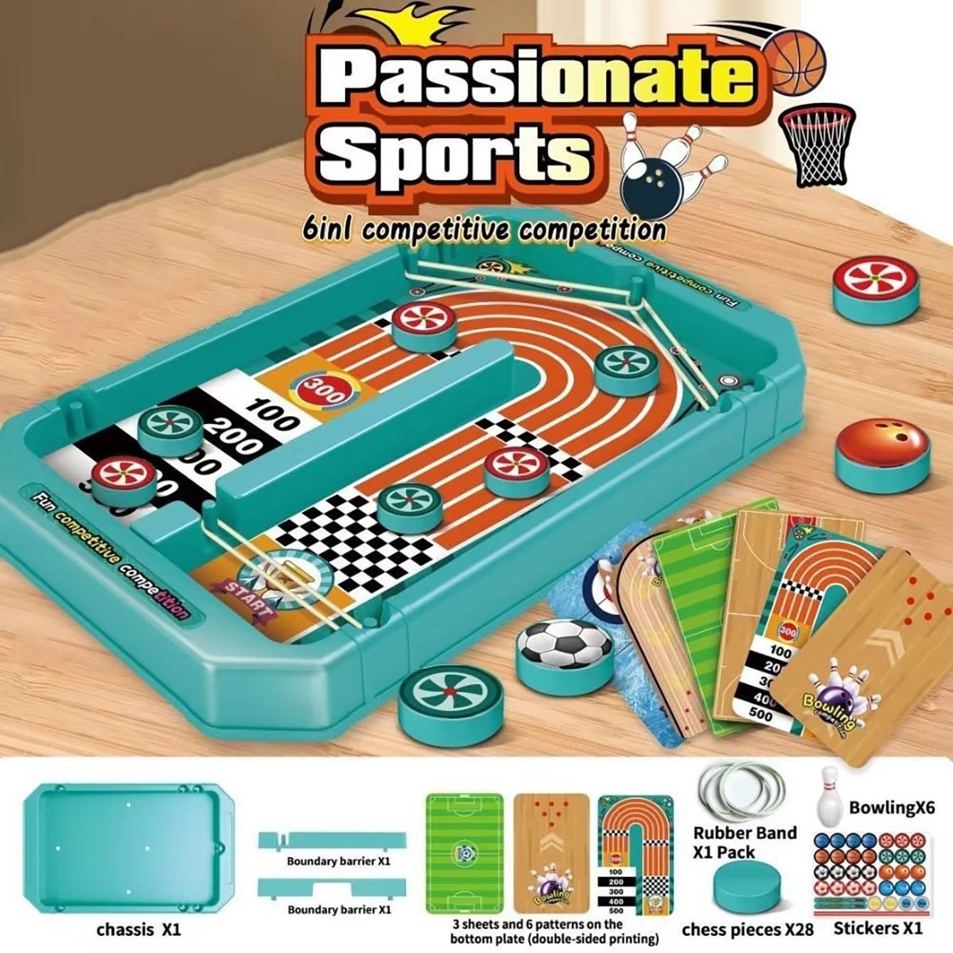 

6 in 1 Tabletop Foosball Game Toy Mini Parent-Child Interaction Ball Launcher Board Game Gift Bowling Basketball Soccer