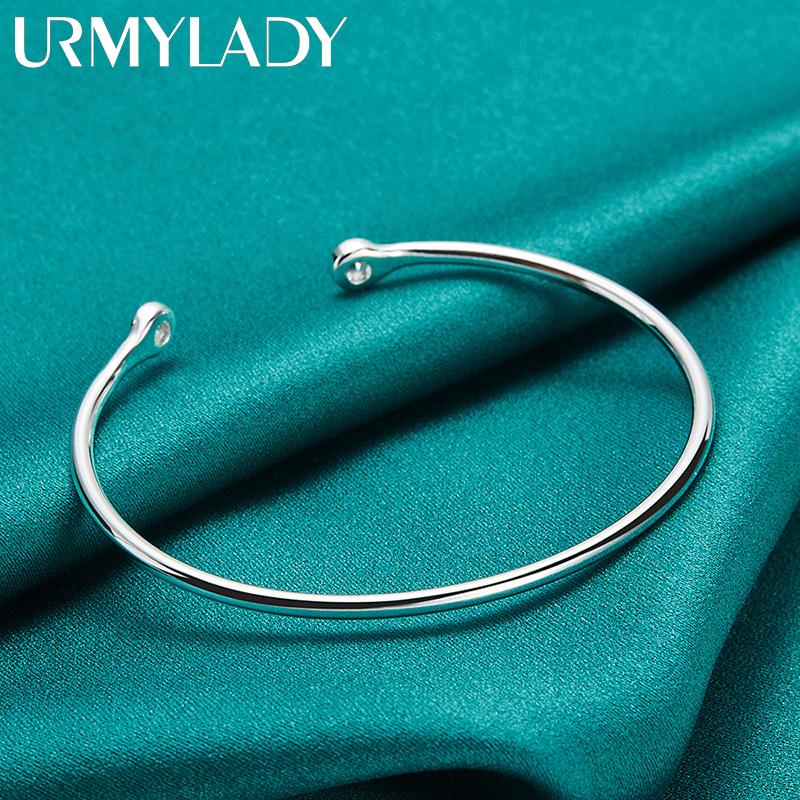 925 Sterling Silver 4mm C-Type Double Head Spiral Bangles Bracelet For Women Wedding Engagement Fashion Charm Jewelry
