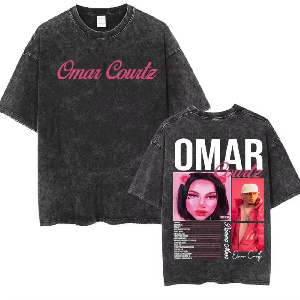 Rapper Omar Courtz Primera Musa World Tour T Shirts Men Women Fashion Gothic Hip Hop T-shirt Vintage Washed Short Sleeve T-shirt