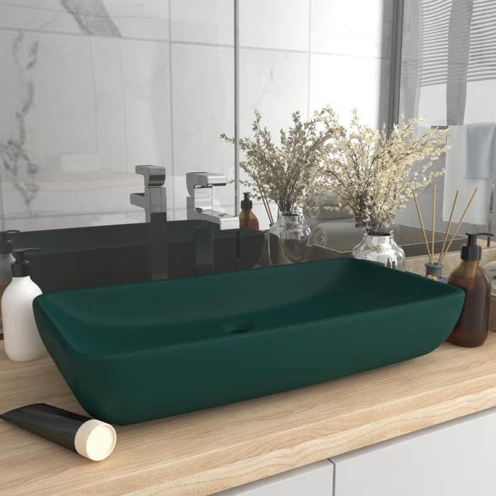 VidaXL Lavabo de Luxe Rectangulaire Vasque à Poser de Toilette Lave-mains de Salle de Bain Salle Cosmétique Maison Vert 146959